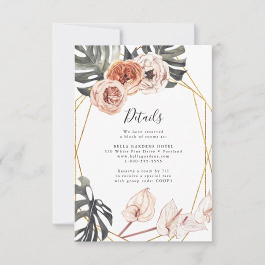 Boho Tropical Floral Wedding Details Card RSVP Karte (Vorderseite)
