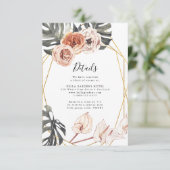 Boho Tropical Floral Wedding Details Card RSVP Karte (Stehend Vorderseite)
