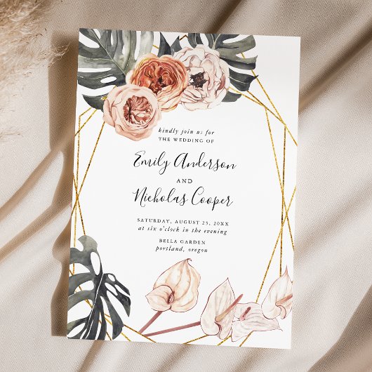 Boho Tropical Floral Wedding Einladung