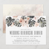 Boho Tropical Floral Wedding Probe Dinner Einladung (Vorne/Hinten)