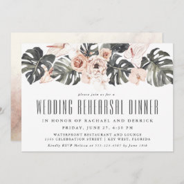 Boho Tropical Floral Wedding Probe Dinner Einladung