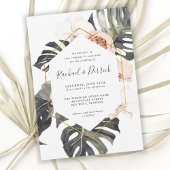 Boho Tropical Floral with Geometric Frame Wedding Einladung
