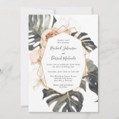 Boho Tropical Floral with Geometric Frame Wedding Einladung (Vorderseite)