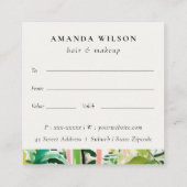 Boho Tropical Foliage Botanical Gift Certificate Quadratische Visitenkarte (Rückseite)
