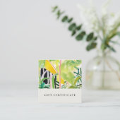 Boho Tropical Foliage Botanical Gift Certificate Quadratische Visitenkarte (Stehend Vorderseite)