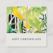 Boho Tropical Foliage Botanical Gift Certificate Quadratische Visitenkarte (Vorderseite)