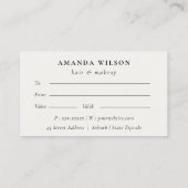 Boho Tropical Foliage Botanical Gift Certificate Visitenkarte (Rückseite)