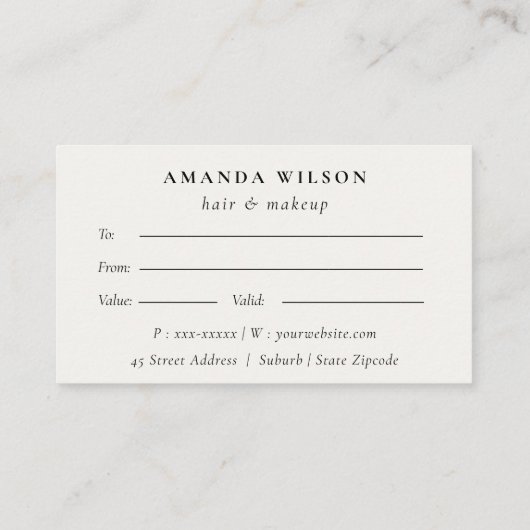 Boho Tropical Foliage Botanical Gift Certificate Visitenkarte (Rückseite)