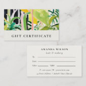 Boho Tropical Foliage Botanical Gift Certificate Visitenkarte (Vorne/Hinten)