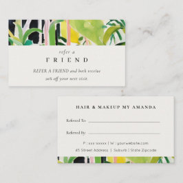 Boho Tropical Foliage Botanical Refer A Friend Visitenkarte