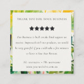 Boho Tropical Foliage Botanical Review Request Quadratische Visitenkarte (Rückseite)