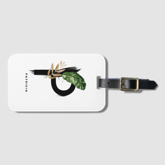 Boho Tropical Foliage Letter P Monogram Bridesmaid Gepäckanhänger (Vorderseite (Horizontal))