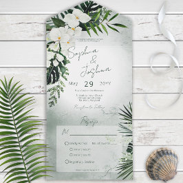 Boho Tropical Greenerity Modernes grünes Abendesse All In One Einladung