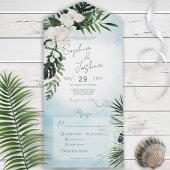 Boho Tropical Greenery Modernes Aqua Dinner All In One Einladung