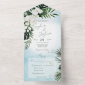 Boho Tropical Greenery Modernes Aqua Dinner All In One Einladung (Innen Boden)