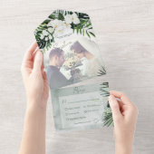 Boho Tropical Greenery Modernes Foto Abendessen All In One Einladung (Abreißen)