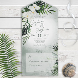Boho Tropical Greenery Modernes Grün kein Abendess All In One Einladung