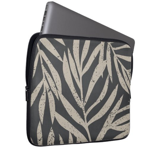Boho Tropical Grunge Abstrakt Palm Blätter Muster Laptopschutzhülle (Vorne Rechts)