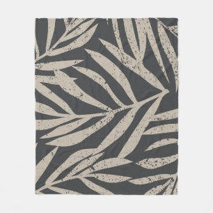 Boho Tropical Grunge Palm Blätter Muster Fleecedecke