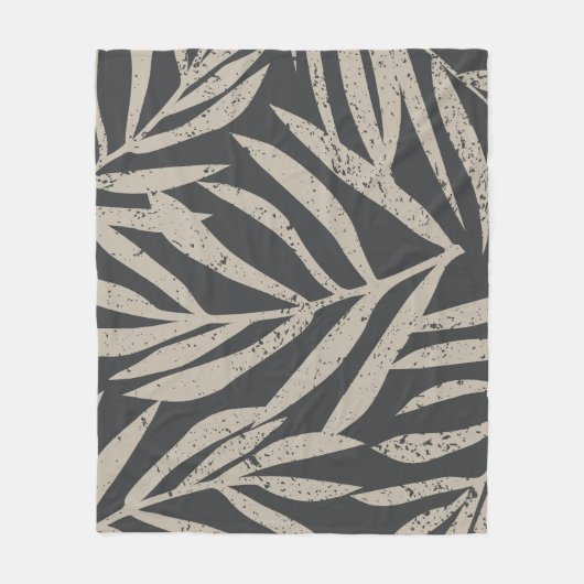 Boho Tropical Grunge Palm Blätter Muster Fleecedecke (Vorderseite)