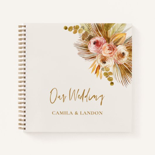 Boho Tropical Guest Book Wedding Foto Album C103 Notizblock (Vorderseite)