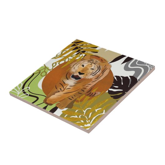 Boho Tropical Jungle Tiger Fliese (Seite)