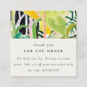 Boho Tropical Leafy Foliage Botanical Thank You Quadratische Visitenkarte (Vorderseite)