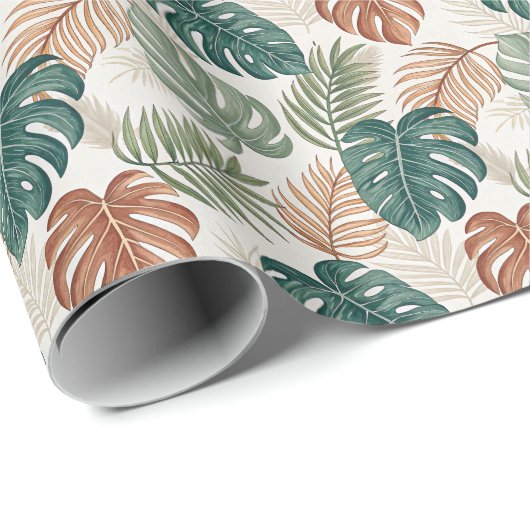 Boho Tropical Leaves  Geschenkpapier (Rolleneckpunkt)