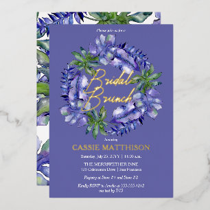 Boho Tropical Leaves Peri   Grüne Hochzeitsbrunch- Folieneinladung