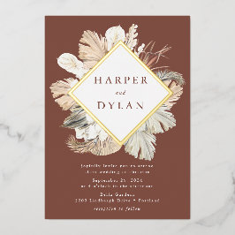 Boho Tropical Liebe Diamond Frame Wedding Gold Folieneinladung