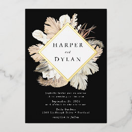 Boho Tropical Liebe Diamond Frame Wedding Gold Folieneinladung