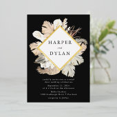 Boho Tropical Liebe Diamond Frame Wedding Gold Folieneinladung (Stehend vorne)