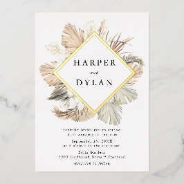 Boho Tropical Liebe Diamond Frame Wedding Gold Folieneinladung