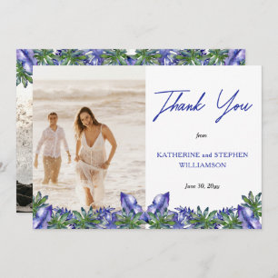 Boho Tropical Lila Green Wedding Foto Vielen Dan Dankeskarte