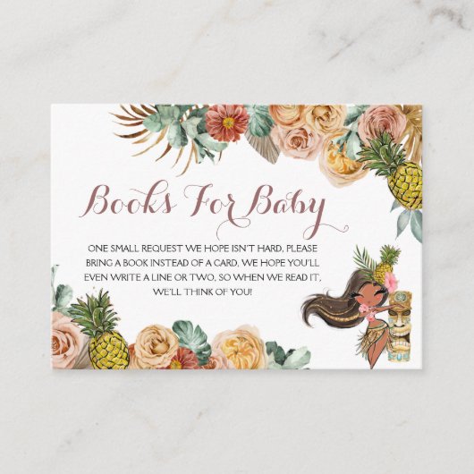 Boho Tropical Luau Books for Baby Enclosure Card Begleitkarte (Vorderseite)