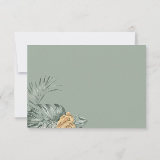 Boho Tropical Monstera Blätter Wedding RSVP Karte (Rückseite)