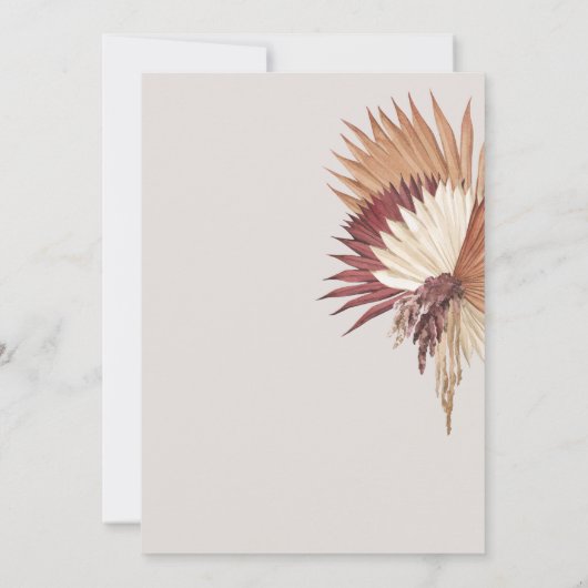 Boho Tropical Oasis Coastal Elegante Einladung (Rückseite)