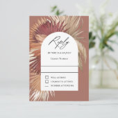 Boho Tropical Oasis Wedding RSVP Karte (Stehend Vorderseite)