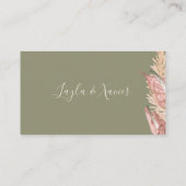 Boho Tropical Olive Green Flat Wedding Platzkarte (Rückseite)