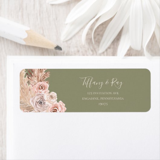 Boho Tropical Olive Green Rücksendeadresse (Insitu)