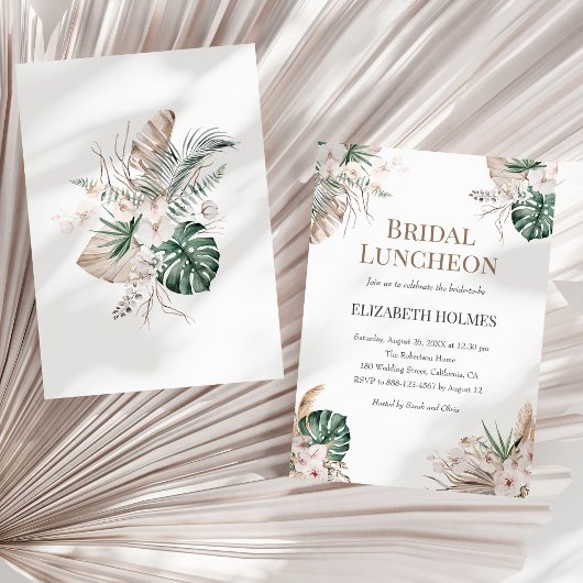 Boho Tropical Orchid Bridal Luncheon Einladung