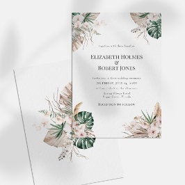 Boho Tropical Orchid & Monstera Hochzeit Einladung