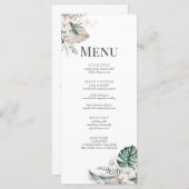 Boho Tropical Orchid & Monstera Wedding Menu Card Menükarte (Vorne/Hinten)