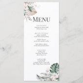 Boho Tropical Orchid & Monstera Wedding Menu Card Menükarte (Vorderseite)