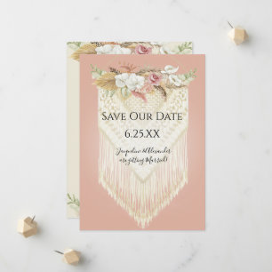 Boho Tropical Orchid Pampas Grass Floral Macrame Ankündigung