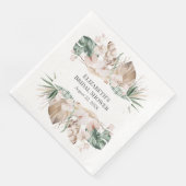 Boho Tropical Orchid und Monstera Paper Napkin Serviette (Ecke)
