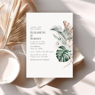 Boho Tropical Orchid und Monstera Wedding Einladung