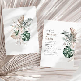 Boho Tropical Orchid und Monstera Wedding Einladung