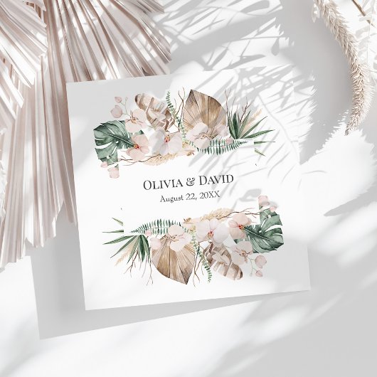 Boho Tropical Orchid und Monstera Wedding Serviette