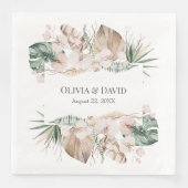 Boho Tropical Orchid und Monstera Wedding Serviette (Vorderseite)